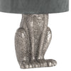 Silver Hare Table Lamp With Grey Velvet Shade