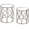 Set of Two Lattice Detail Silver Side Table