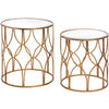 Set of Two Lattice Detail Gold Side Table