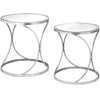 Silver Curved Design Set Of 2 Side Tables