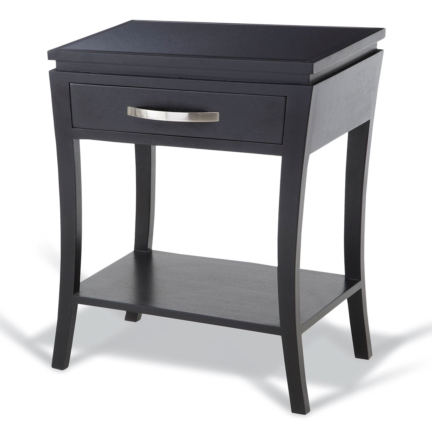 Black glass store nightstand